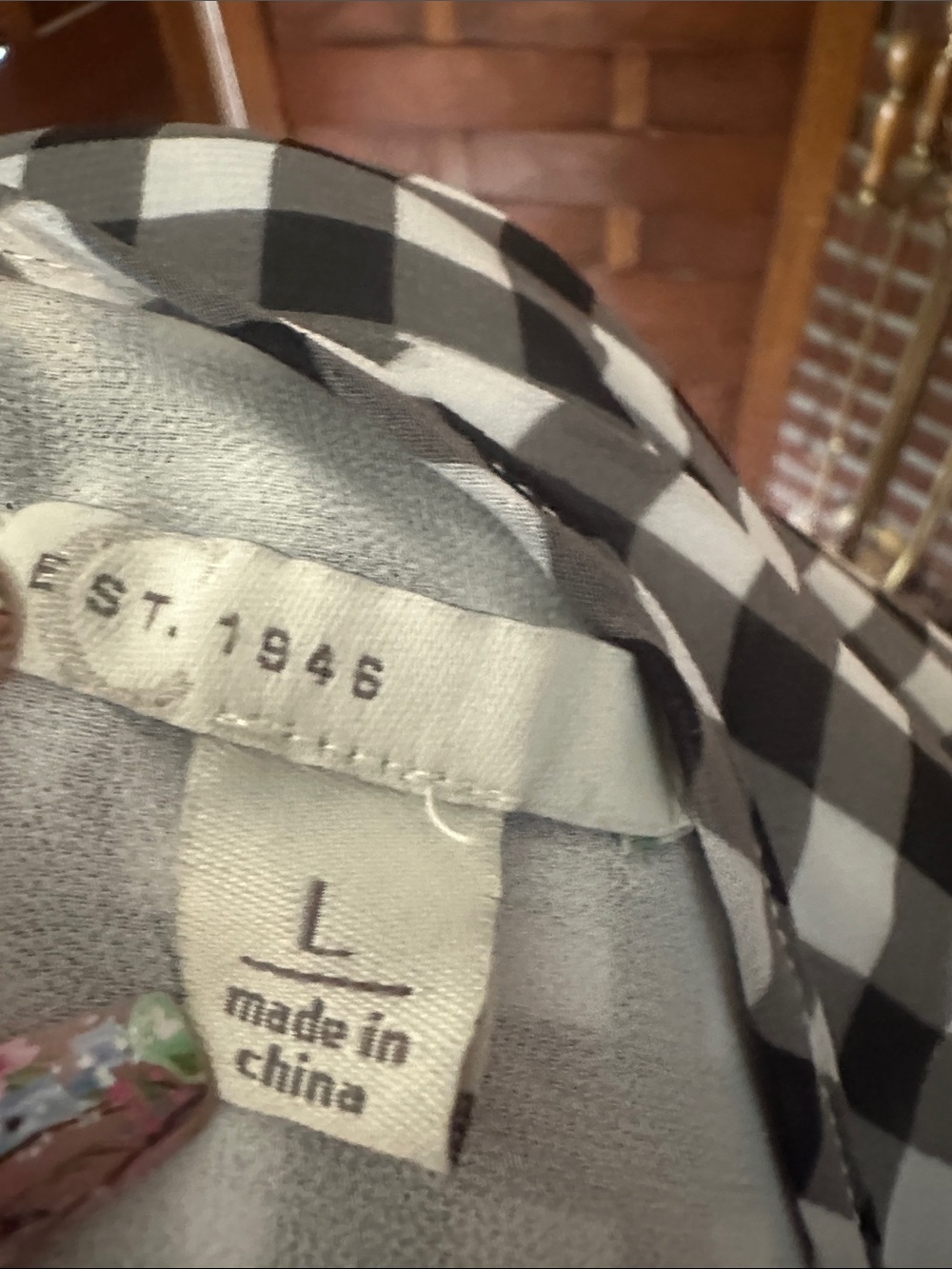 NWOT Cato Black & White Gingham Cold-Shoulder Blouse - Picture 2 of 4